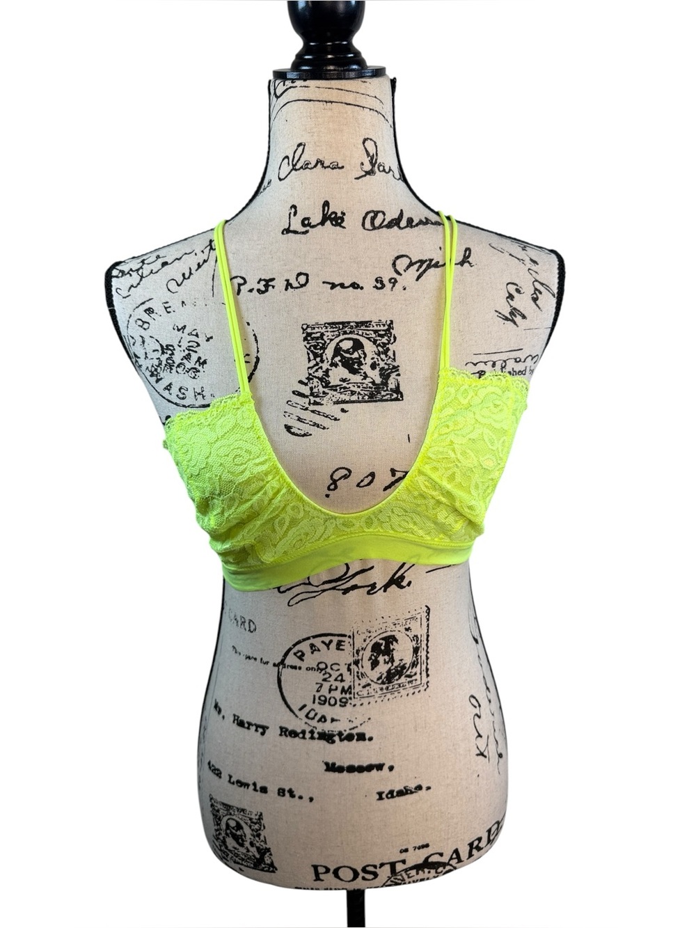 NEW! Free People Neon Yellow Lace Bralette size Medium